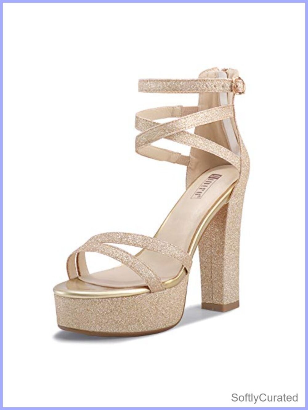IDIFU Women's Platform Chunky Heel Sandals Ankle Strap Zip Wedding Party